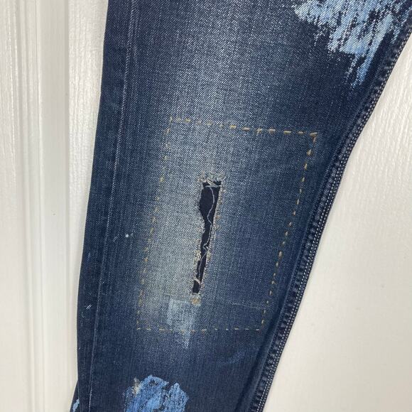 NWOT DIESEL Jeans Men 30x30 ITALY Thanaz Blue Acid Splatter Patchwork Distress - Picture 5 of 16